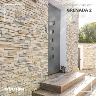 Dekorativní obklady GRENADA 2 Světle béžové obklady imitující přírodní kámen. Na fasádě domu vypadají úžasně 💕 #stegu...